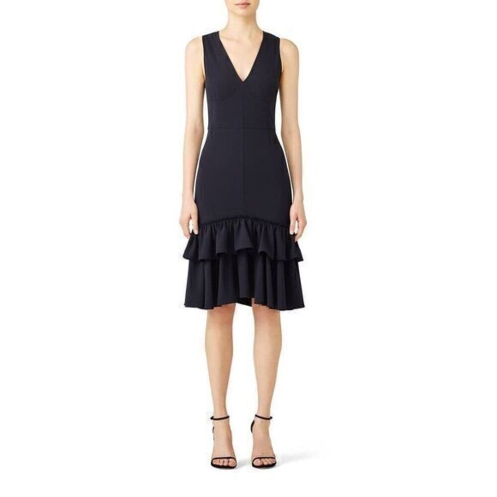 TOME Dark Blue Ariel Ruffled Hem Dress 2R